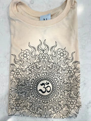 Om Wild Sun Relaxed Womens Short Sleeve Tee - Ancient Language Yoga Clothing