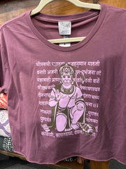 Vintage Hanuman Sanskrit Yoga Crop Tee - Ancient Language Yoga Clothing