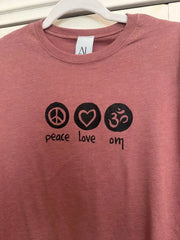 Peace Love Om Long Sleeve Tee - Ancient Language Yoga Clothing