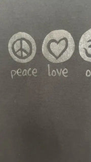 Peace Love Om Relaxed Womens Short Sleeve Tee - Ancient Language Yoga Clothing