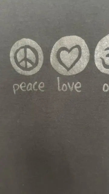 Peace Love Om Relaxed Womens Short Sleeve Tee - Ancient Language Yoga Clothing