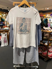 Vintage Temple Relaxed Womens Short Sleeve Tee - Ancient Language Yoga Clothing
