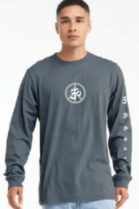 OM Peace Mens Long Sleeve Tee - Ancient Language Yoga Clothing