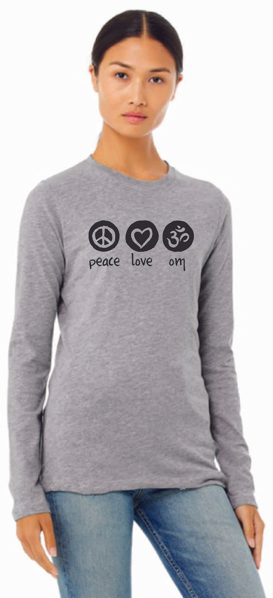 Peace Love Om Long Sleeve Tee - Ancient Language Yoga Clothing