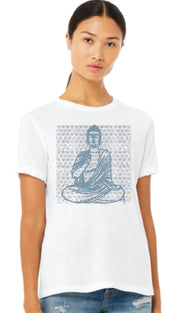 Vintage Temple Relaxed Womens Short Sleeve Tee - Ancient Language Yoga Clothing