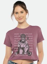 Vintage Hanuman Sanskrit Yoga Crop Tee - Ancient Language Yoga Clothing