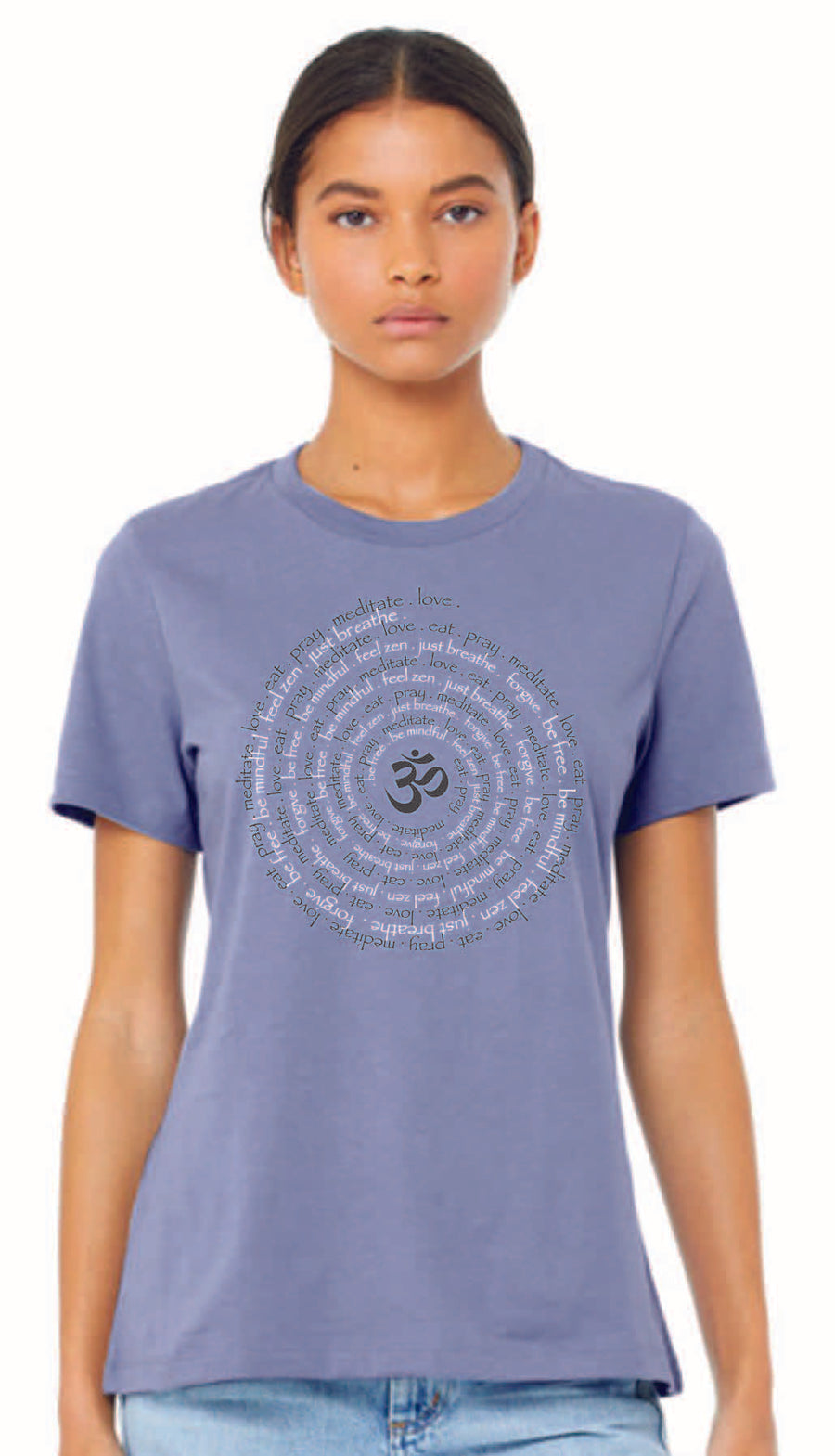 Om Spiral Relaxed Womens Short Sleeve Tee - Ancient Language Yoga Clothing