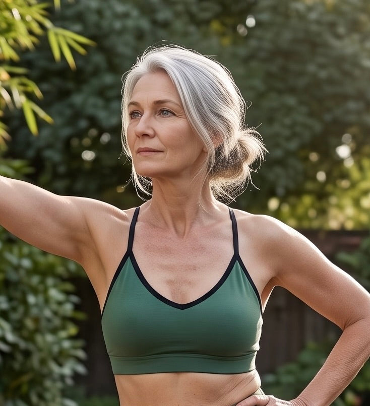 Bamboo Organic Cotton Bralette Pine with Black Binding