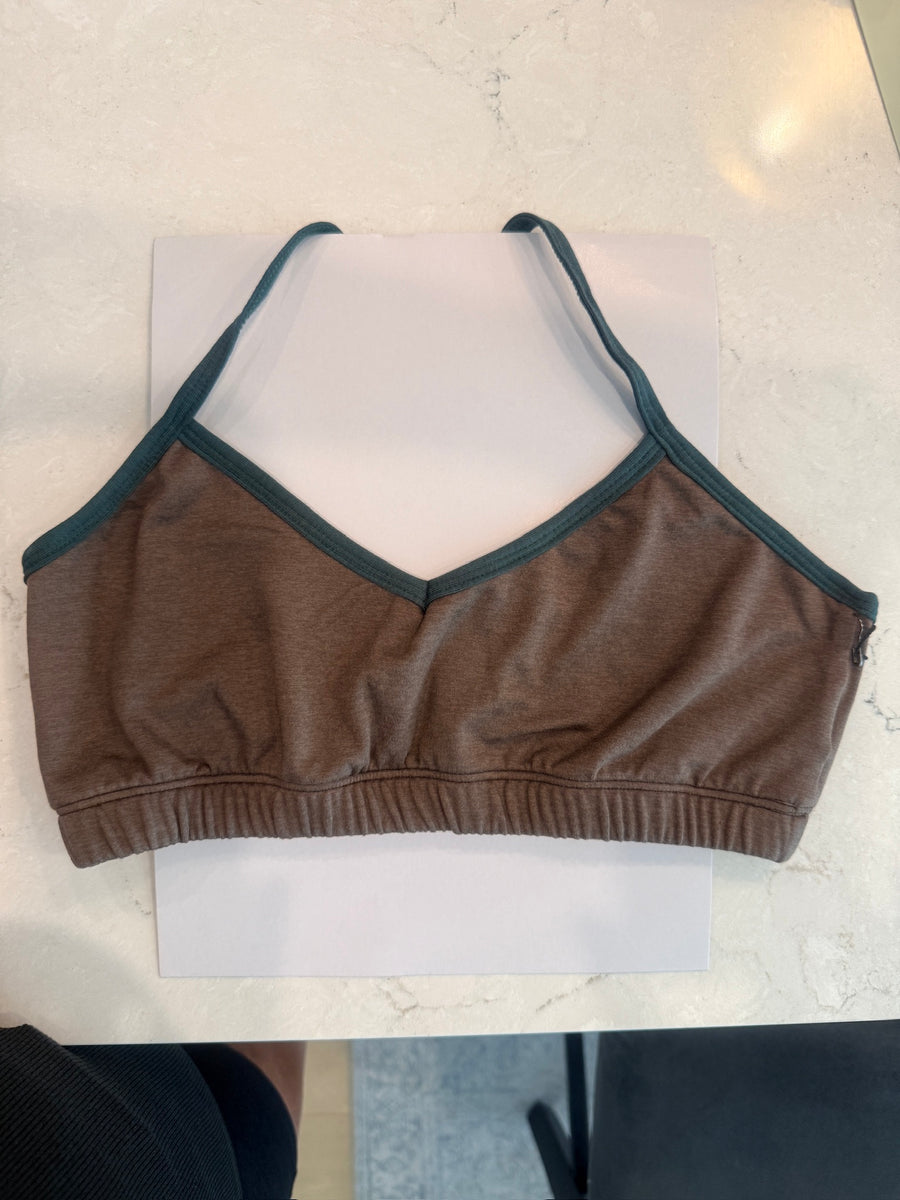 Featherweight Double Dye Women's Bralette in Heather Brown-Pine Binding