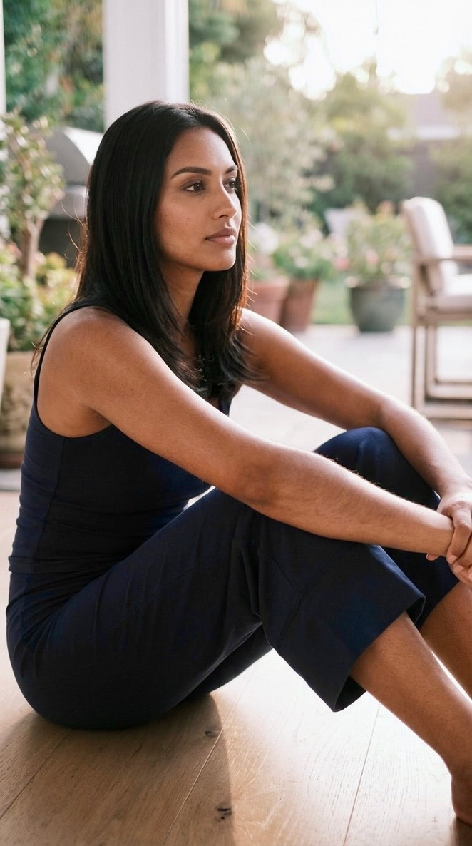 Bamboo Chant Capri Women's Pant in Navy