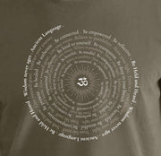 Om Sunburst Spiral Men's Soft Wash Short Sleeve tee in Khaki Green