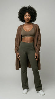 Bamboo Cotton Asana Bootcut Yoga Pant in Moss Green
