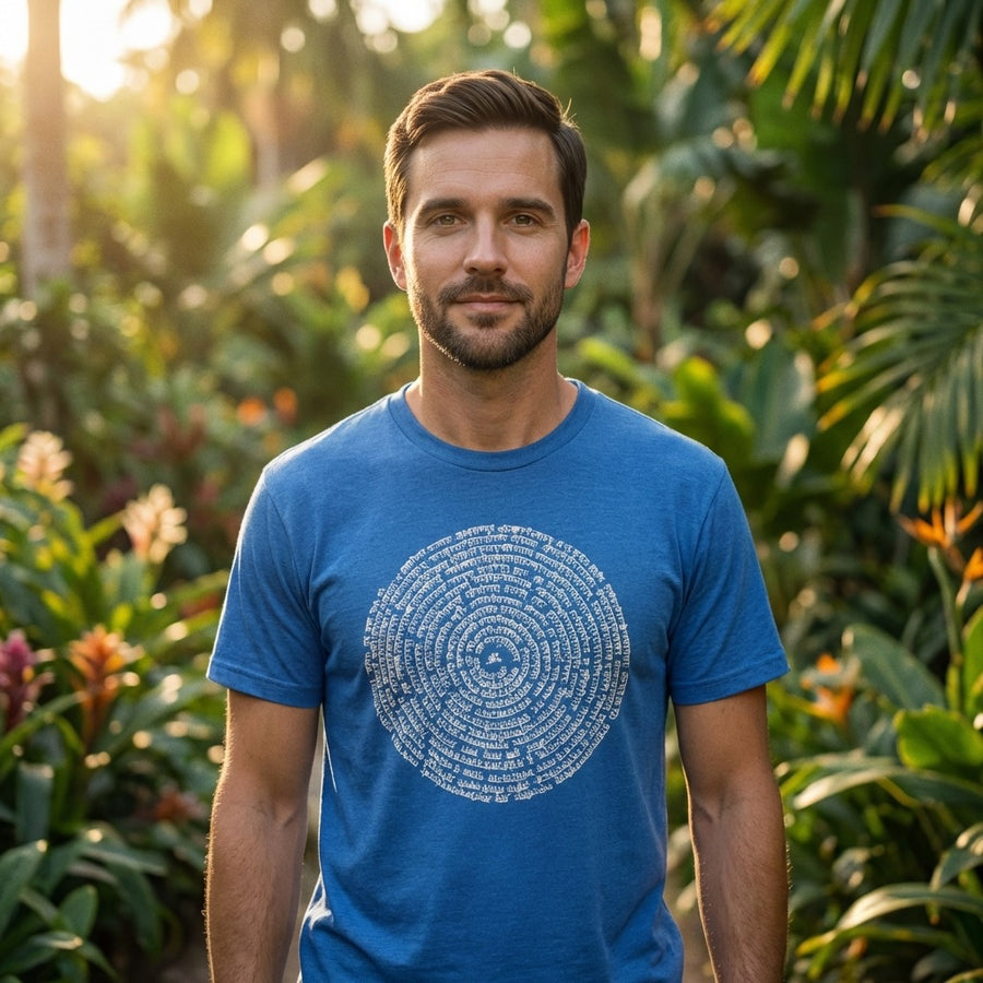 Ancient Sanskrit Spiral Triblend Men's Short Sleeve Tee in Blue