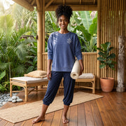 Preorder Swirl Om Embroidered Women's Sweatshirt in Navy Blue