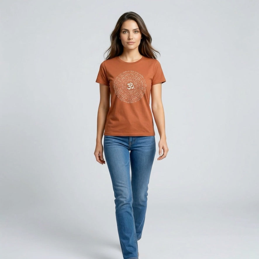 Zen Spiral Women's Bamboo Cap Sleeve Tee in Brick