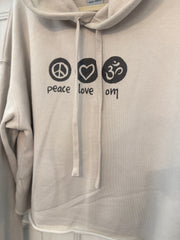 Peace Love Om Crop Hoodie Ancient Language Yoga Clothing