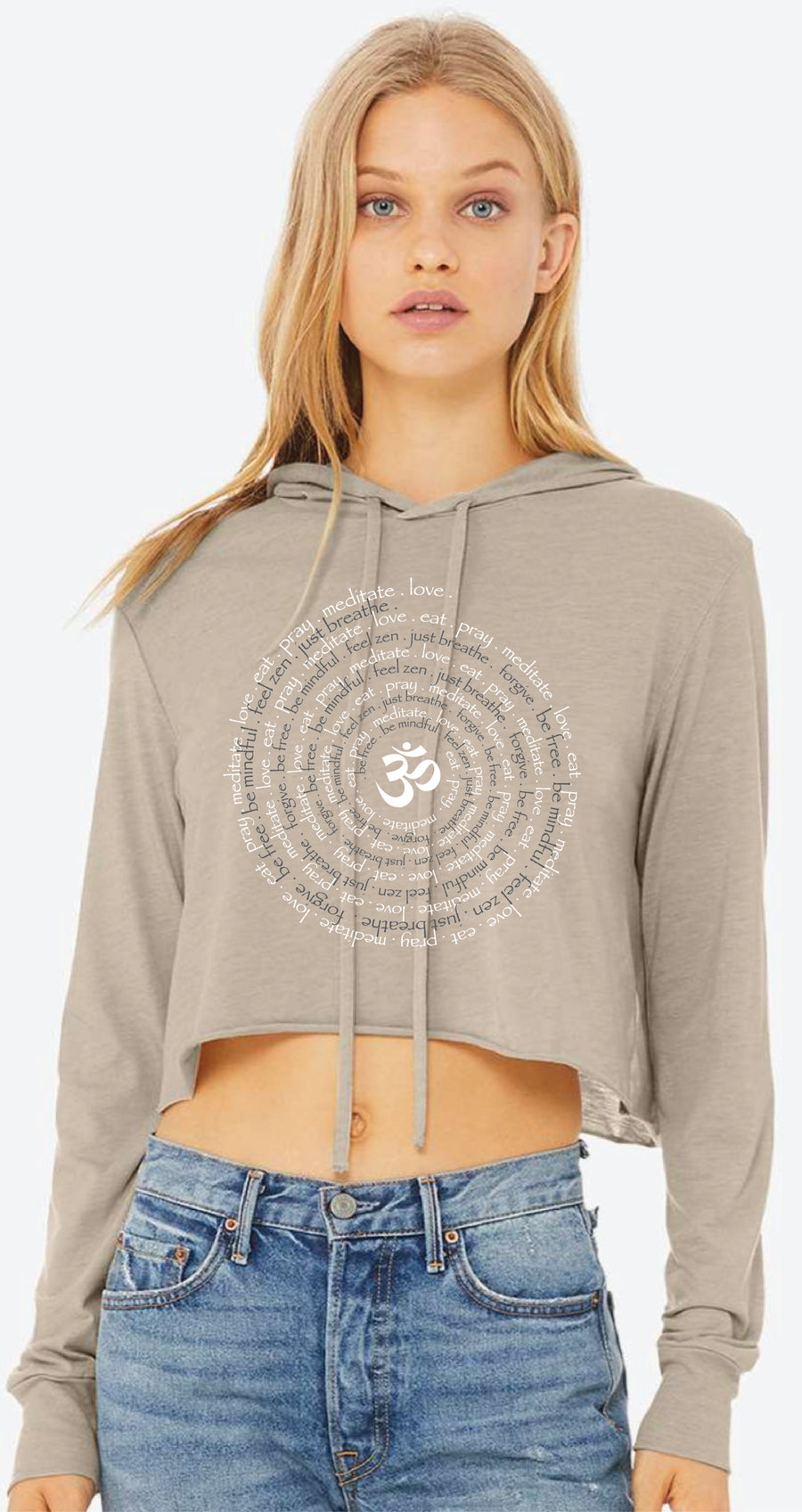 Zen Spiral Womens Crop Long Sleeve Lightweight Hoodie Tee