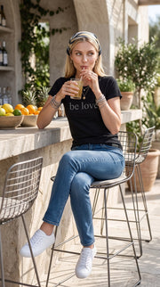 Be Love Women's Beechwood Short Sleeve Tee in Black