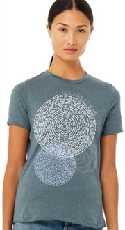 100 Breaths Women's Relaxed Short Sleeve Tee in Heather Slate Blue