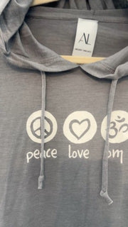 Peace Love Om Vintage Lightweight Hoodie Ancient Language Yoga Clothing