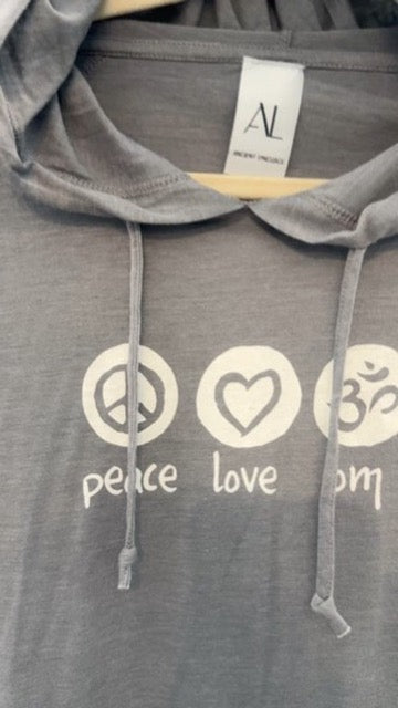 Peace Love Om Vintage Lightweight Hoodie Ancient Language Yoga Clothing