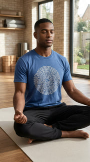 Ancient Sanskrit Spiral Triblend Men's Short Sleeve Tee in Blue