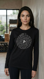 Zen Spiral Women's Bamboo Long Sleeve Tee in Black