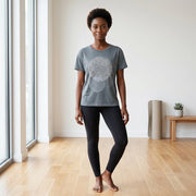 100 Breaths Women's Relaxed Short Sleeve Tee in Heather Slate Blue