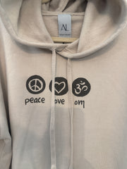Peace Love Om Crop Hoodie Ancient Language Yoga Clothing