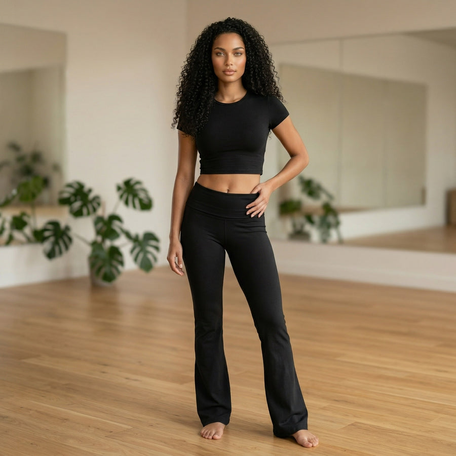 Bamboo Organic Cotton Women's Bootcut Yoga Pant in Black