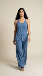 Featherweight Double Dye Women's Palazzo Pant in Denim Blue