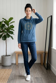 Mandala Unisex Lightweight Hoodie in Indigo