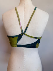 Bralette in Tropical Green,White & Pink Print