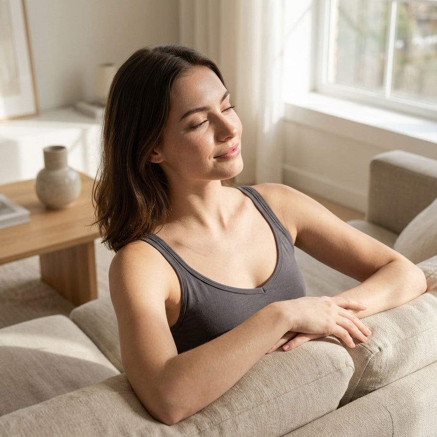 Bamboo Bralette Coffee Brown with Black Binding