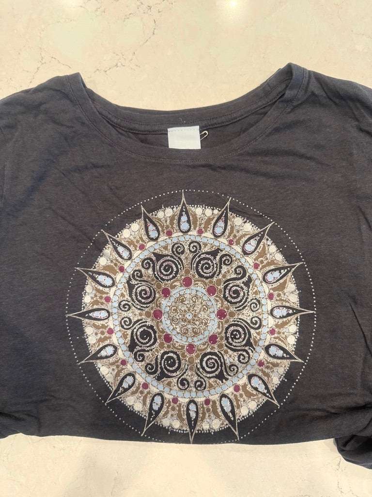 Mandala Bamboo Cotton Women's Long Sleeve Tee Ancient Language Yoga Clothing