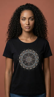 Mandala Women's Boxy Loose Tee in Black