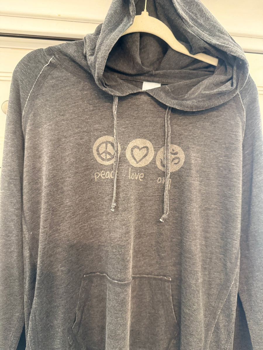 Peace Love Om Vintage Lightweight Hoodie Ancient Language Yoga Clothing