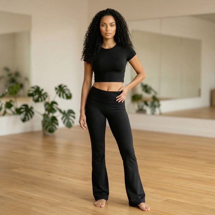 Bamboo Organic Cotton Women's Bootcut Yoga Pant in Black