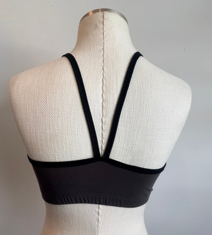 Bamboo Bralette Coffee Brown with Black Binding