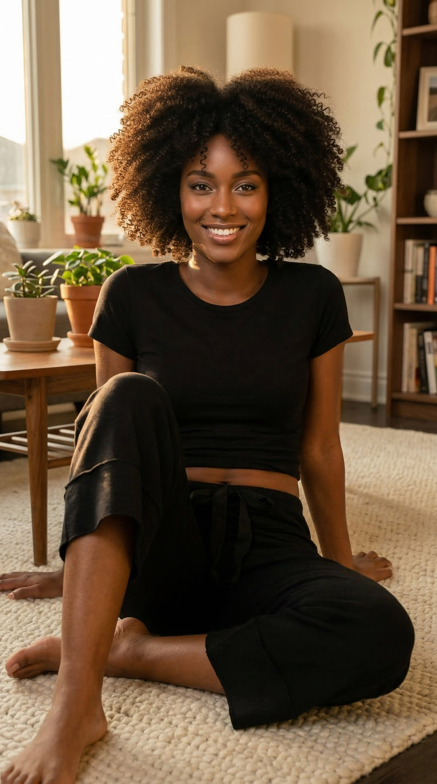 Bamboo Organic Cotton Chant Capri Women's Pant in Black