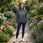 Lotus Wild Sun Women's Mock Neck Oversize Sweatshirt in Faded Navy
