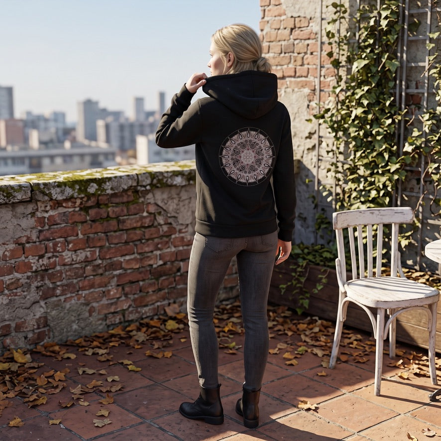 Mandala Unisex Zip Hoodie in Black