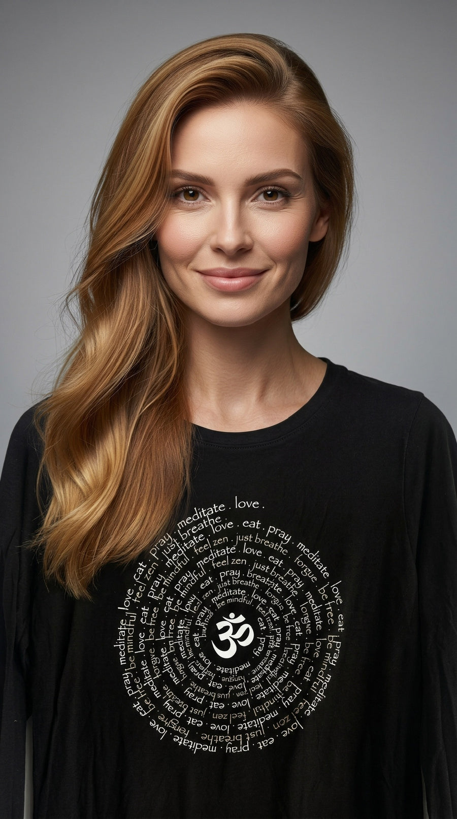 Zen Spiral Women's Bamboo Long Sleeve Tee in Black
