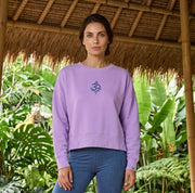 Swirl Om Embroidered Malibu Women's Crew Sweatshirt in Orchid Lavender