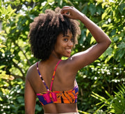 Bralette in Tropical Pink, Purple & Red Print