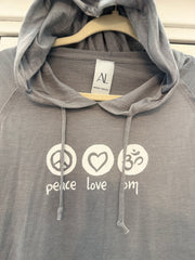 Peace Love Om Vintage Lightweight Hoodie Ancient Language Yoga Clothing