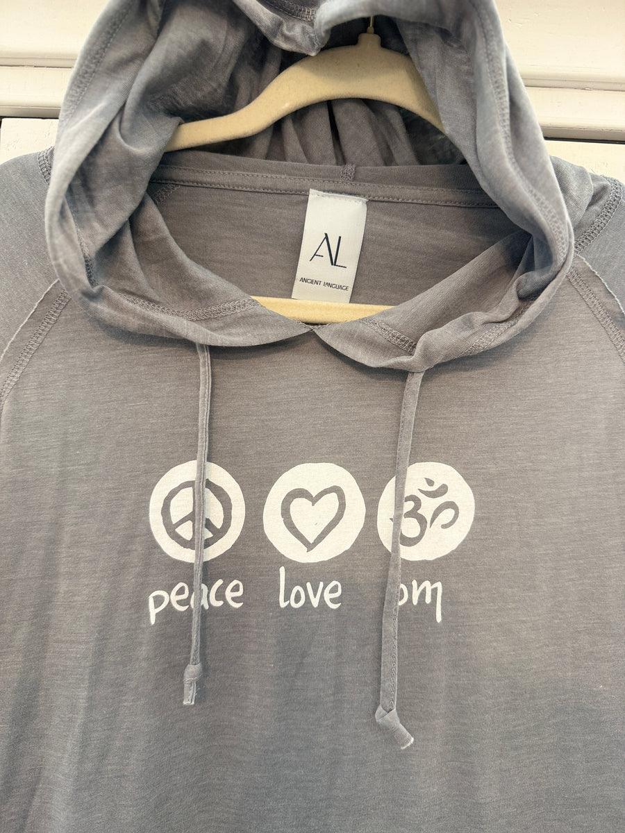 Peace Love Om Vintage Lightweight Hoodie Ancient Language Yoga Clothing