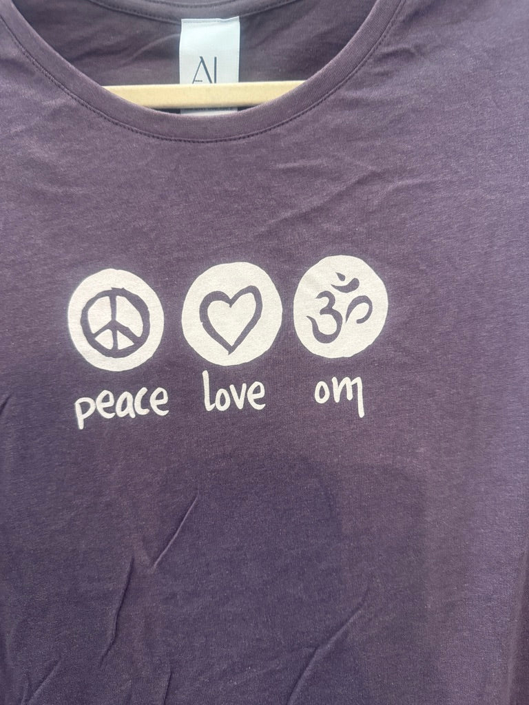 Peace Love Om Women's Bamboo Long Sleeve Tee Ancient Language Yoga Clothing