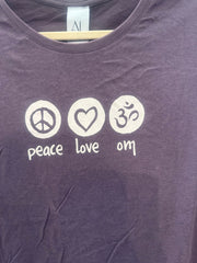 Peace Love Om Women's Bamboo Long Sleeve Tee Ancient Language Yoga Clothing