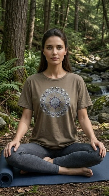 Mandala Unisex Relaxed Short Sleeve Tee in Heather Olive